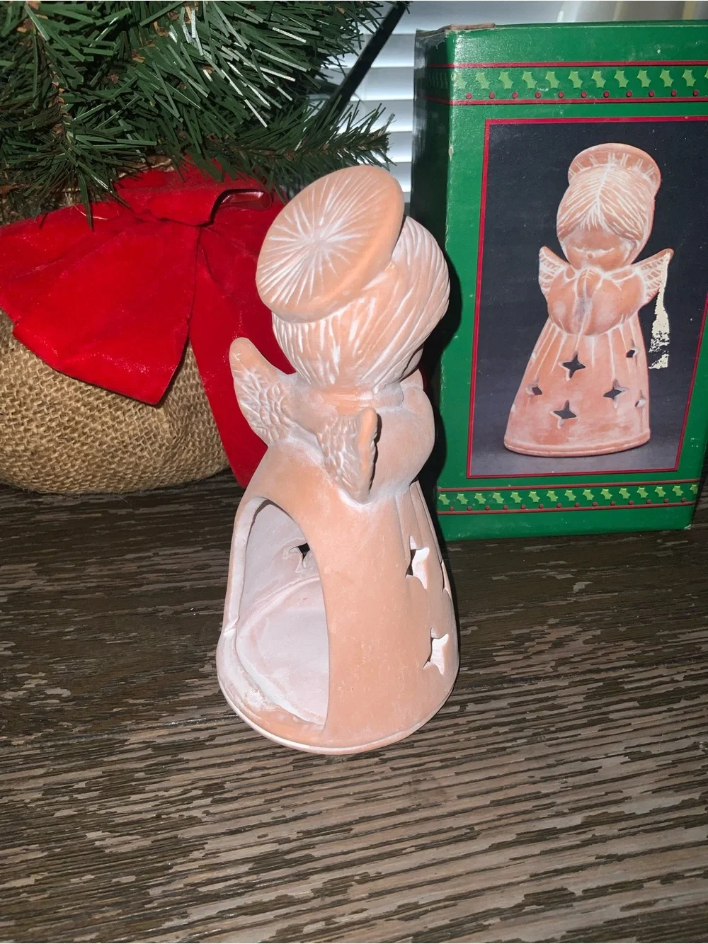 House of Lloyd Vintage Terracotta Ceramic Angel Luminary Holiday Accent 6”